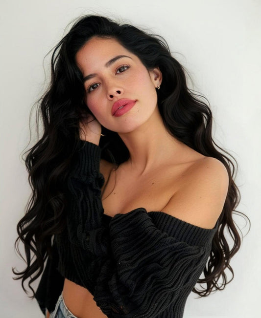 invisible clip-in hair extensions natural black.