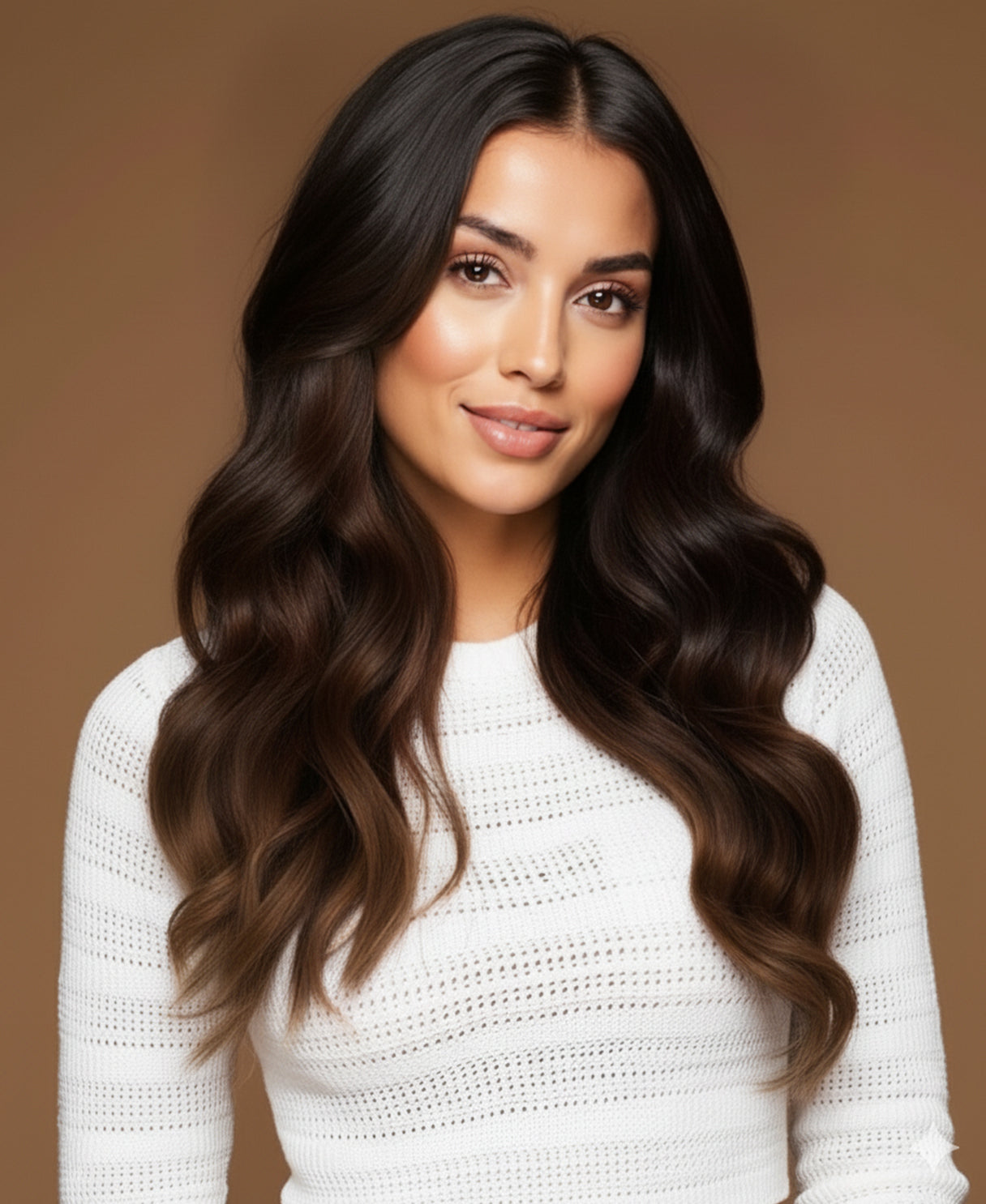 clip-in hair extensions dimensional brown.