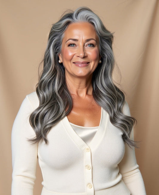 invisible clip-in hair extensions salt & pepper.