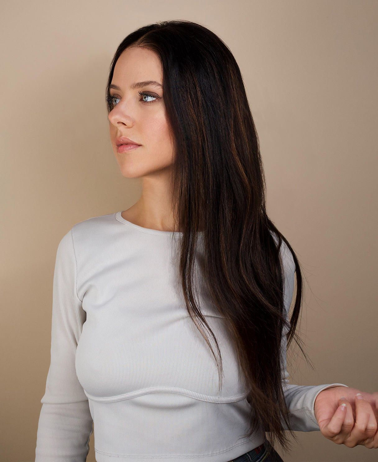 put on & go human wig - 20" mocha balayage.