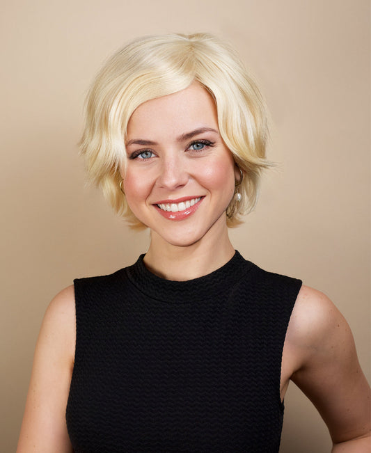 european virgin hair wig - 6" light blonde.