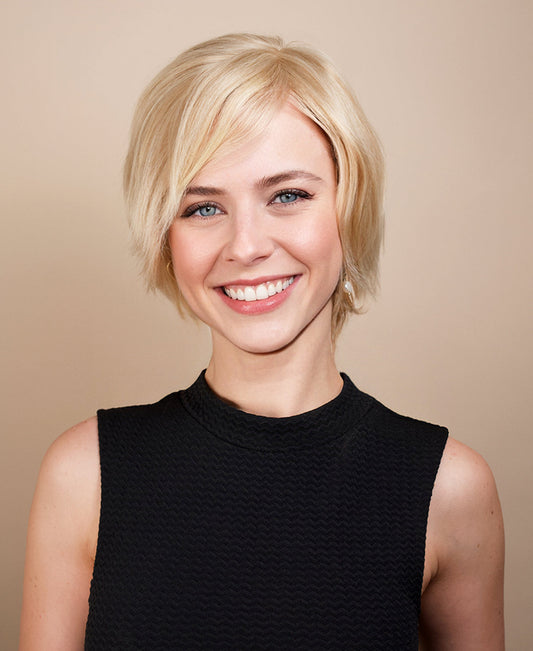 european virgin hair wig - 6" blonde highlights.