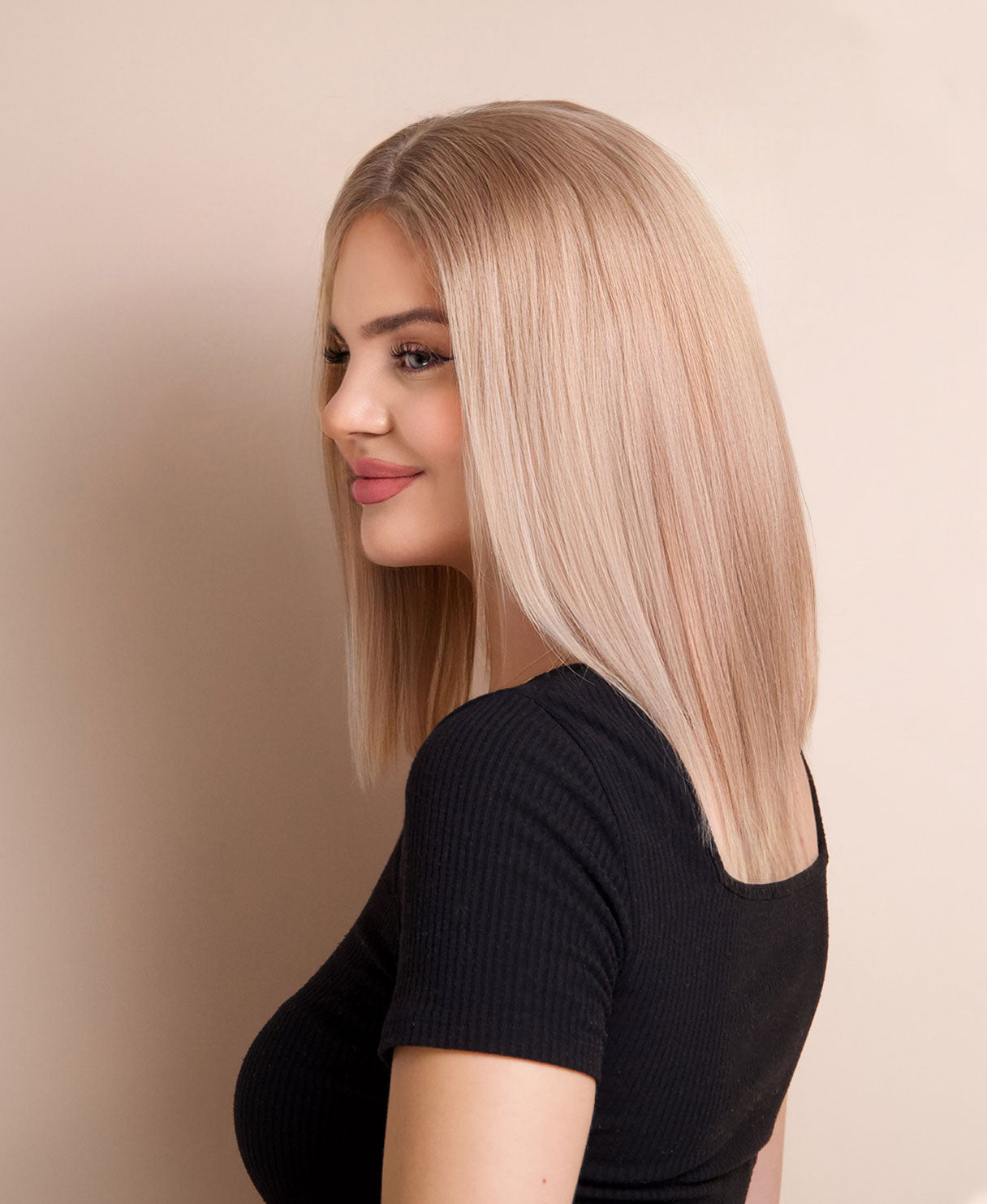 long bob human wig  - 12" ash blonde.