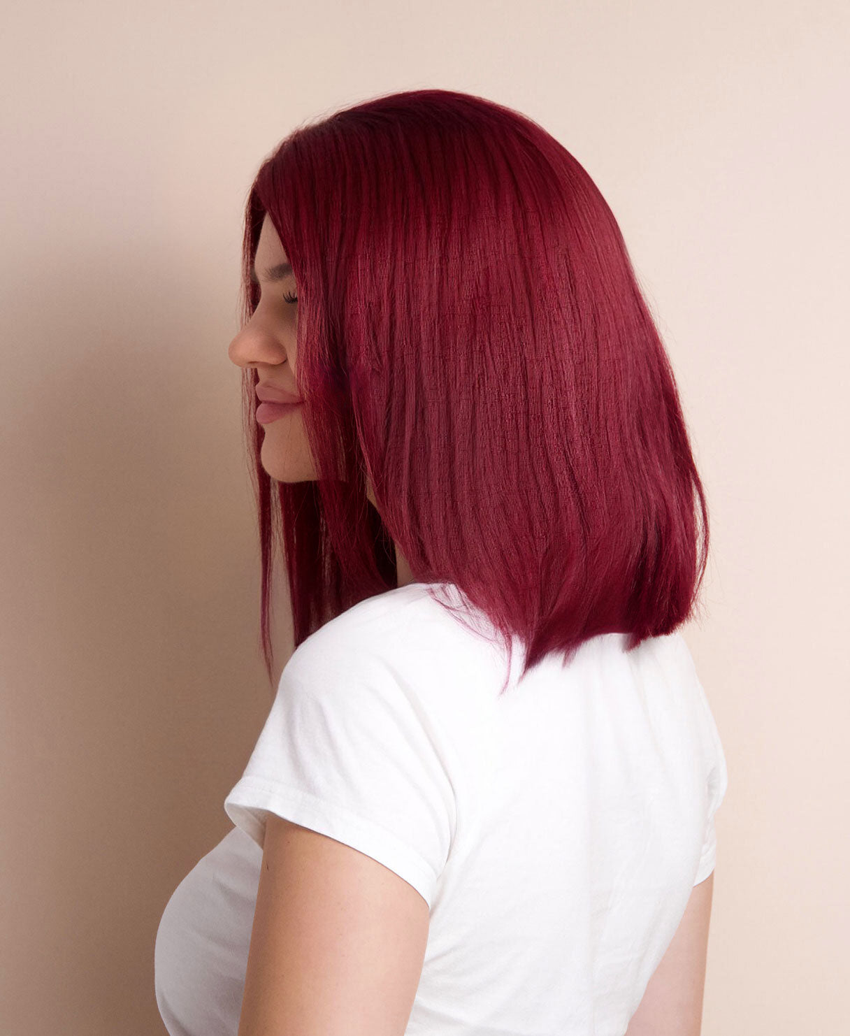long bob human wig  - 12" cherry red.