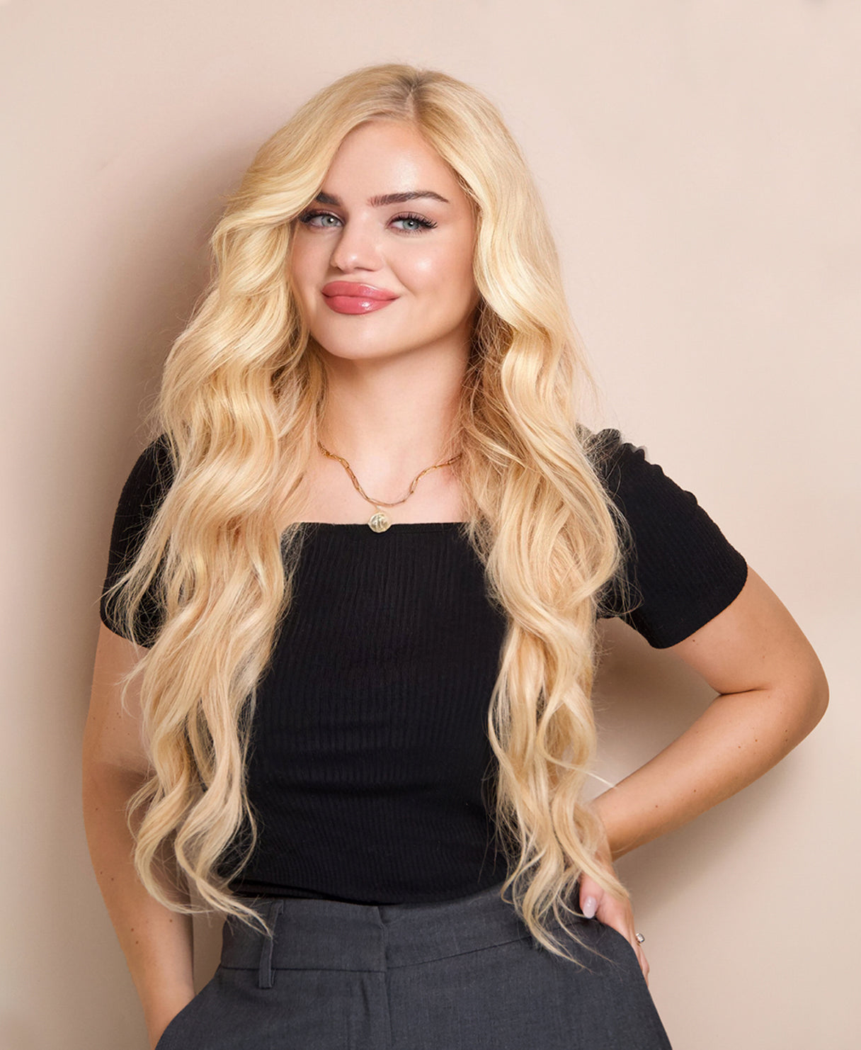 lace front human wig - 24" honey blonde.
