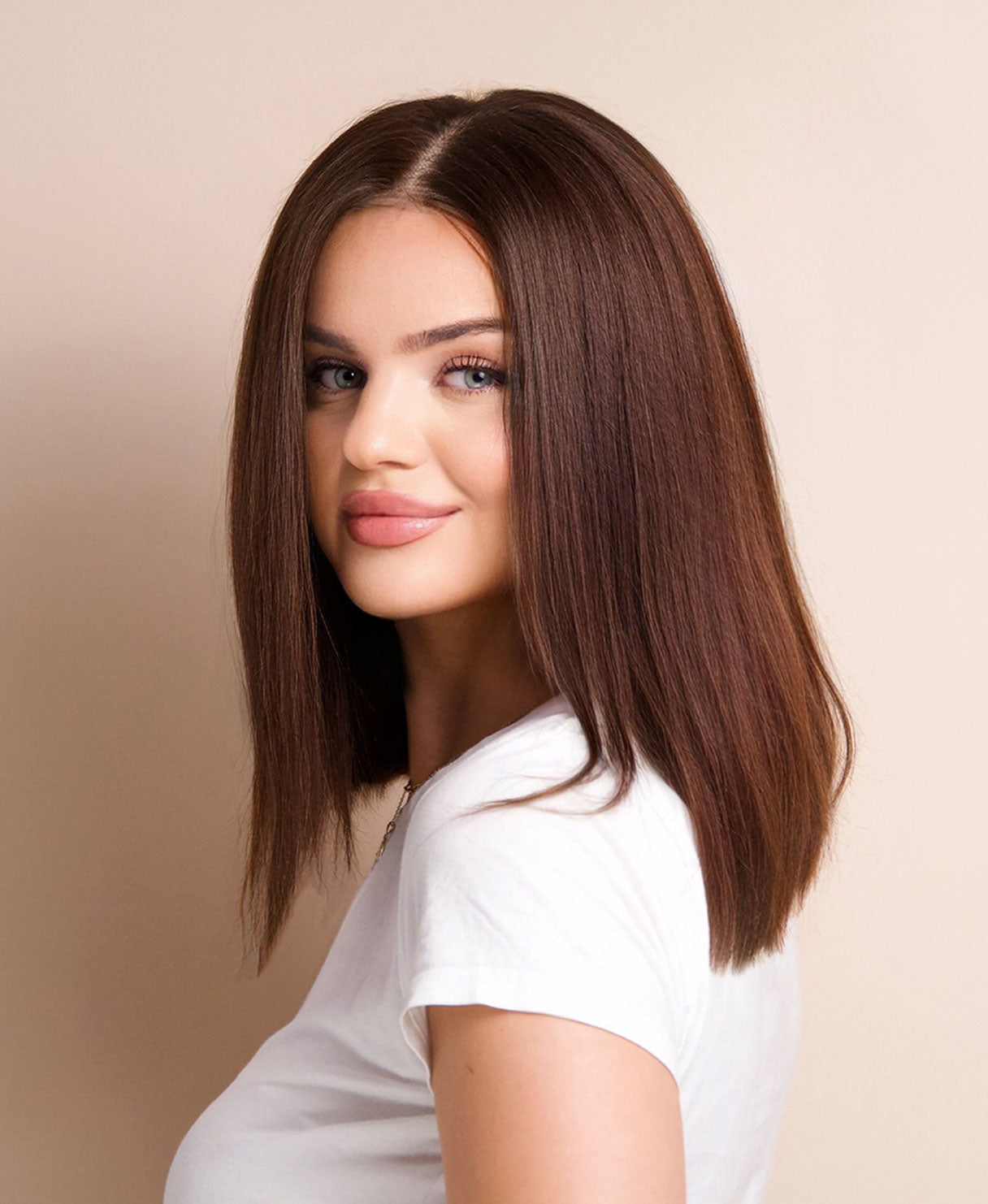 long bob human wig  - 12" chocolate brown.