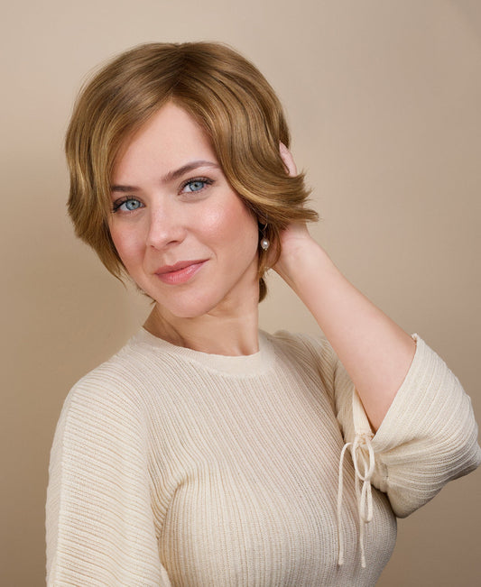 european virgin hair wig - 6" medium blonde.