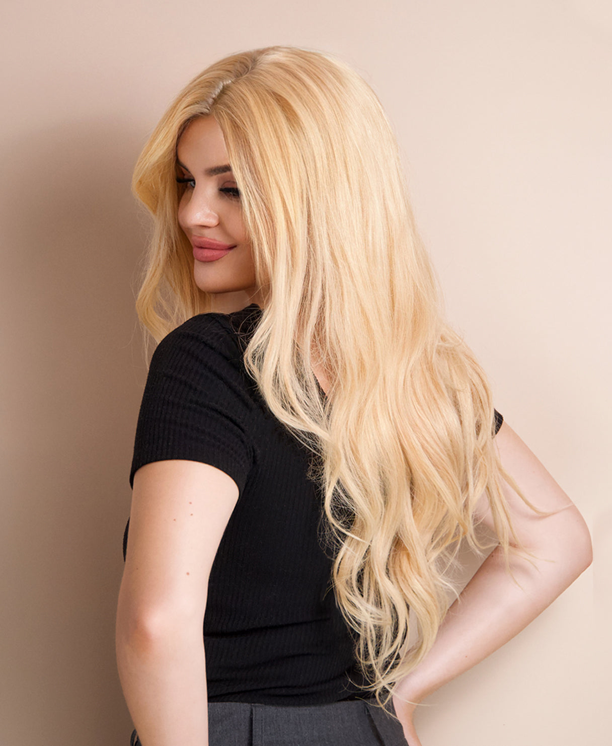 lace front human wig - 20" honey blonde.