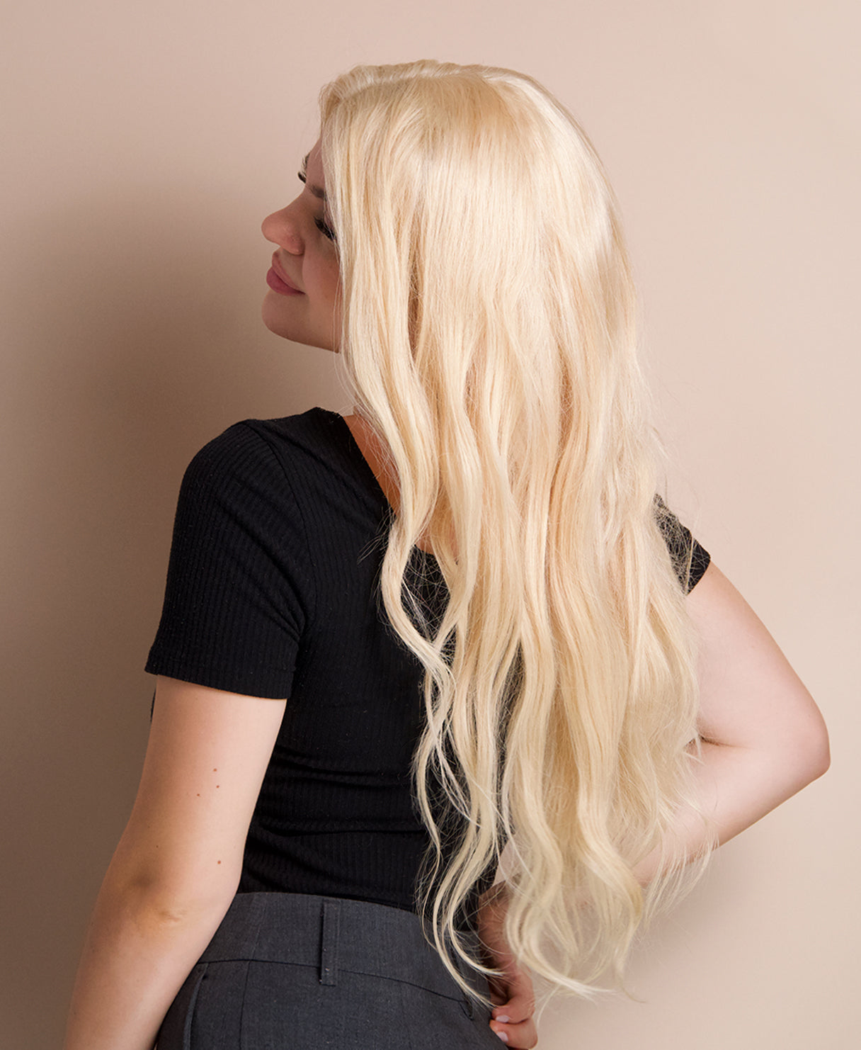 lace front  human wig - 20" platinum blonde.
