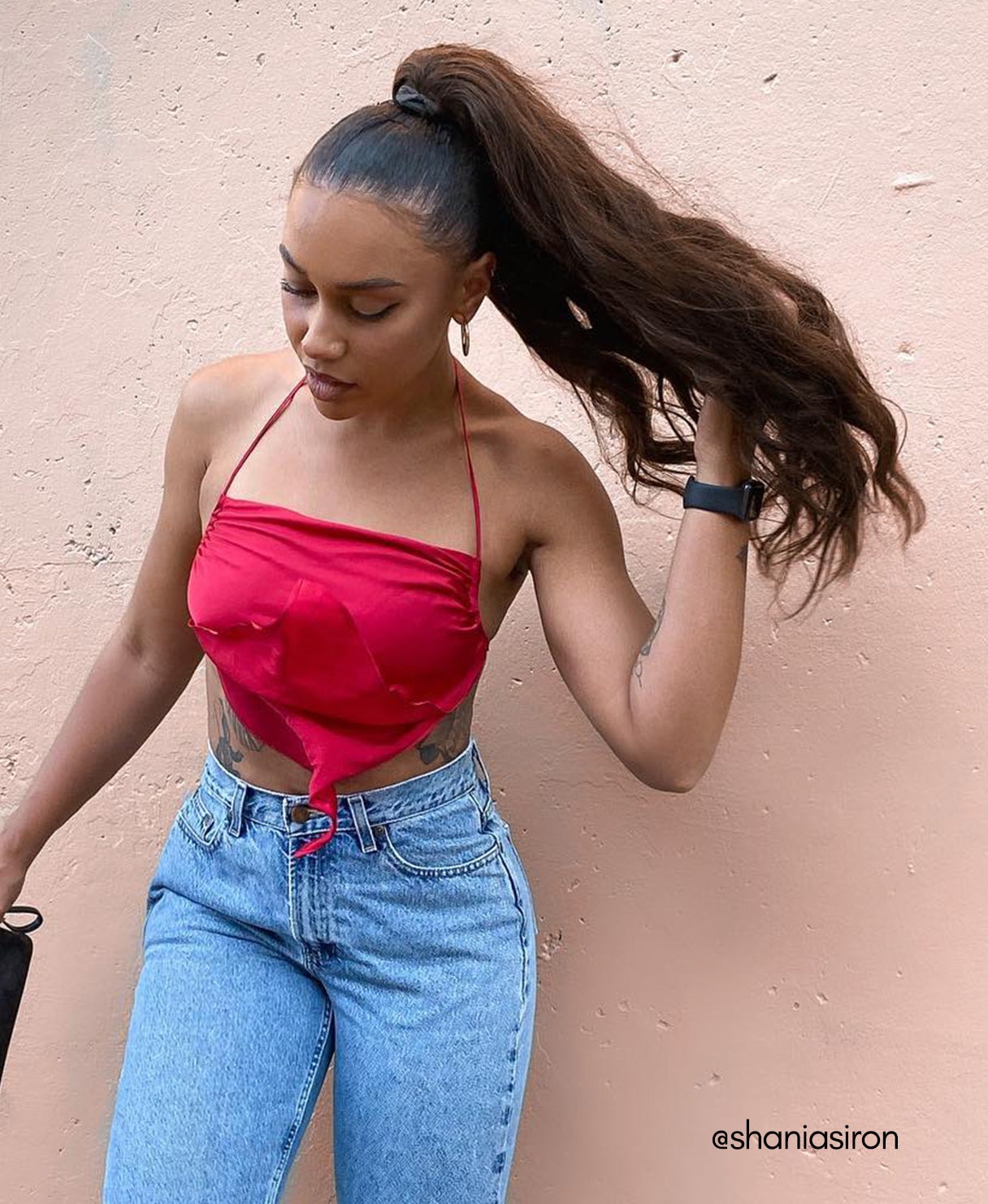 ponytail - medium brown.