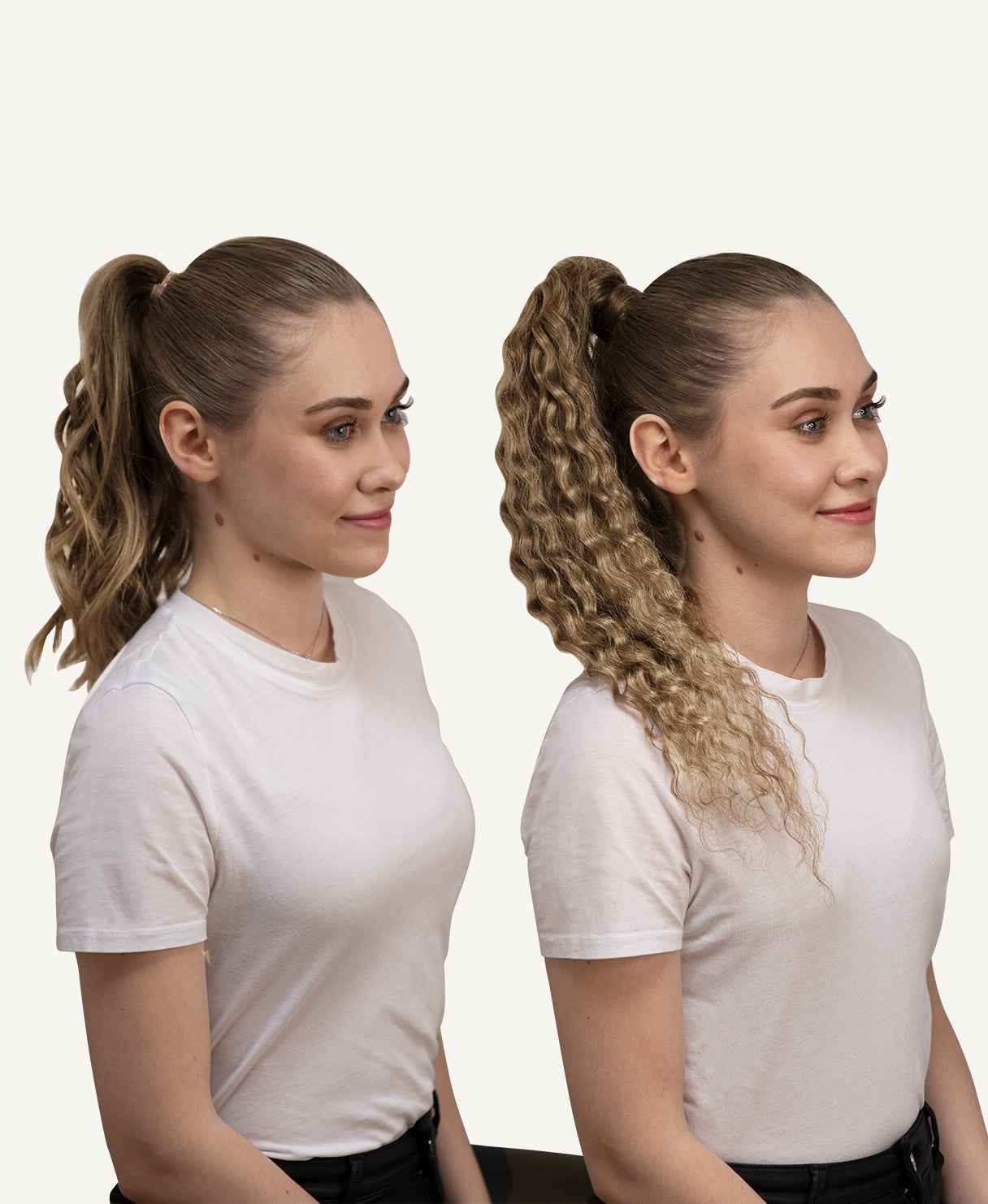 curly ponytail - ash blonde.