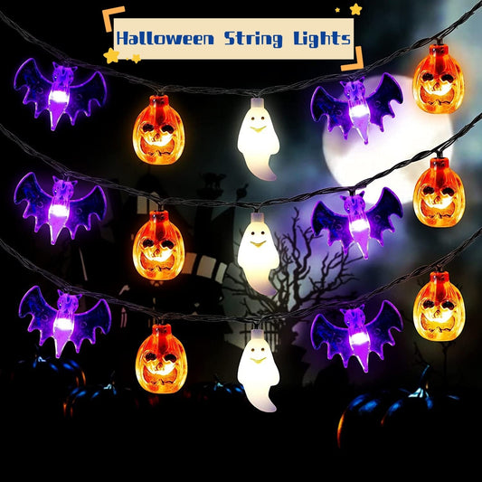 Sainishops™LED Halloween Pumpkin Spider Bat Skull String Light Lamp