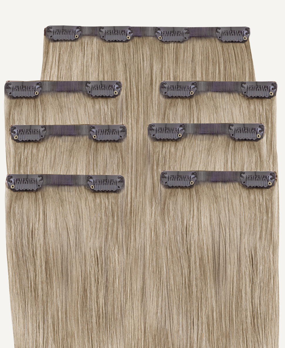 invisible clip-in hair extensions ash blonde.