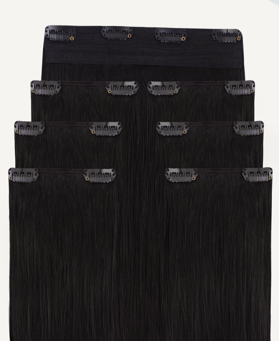 clip-in hair extensions natural black.