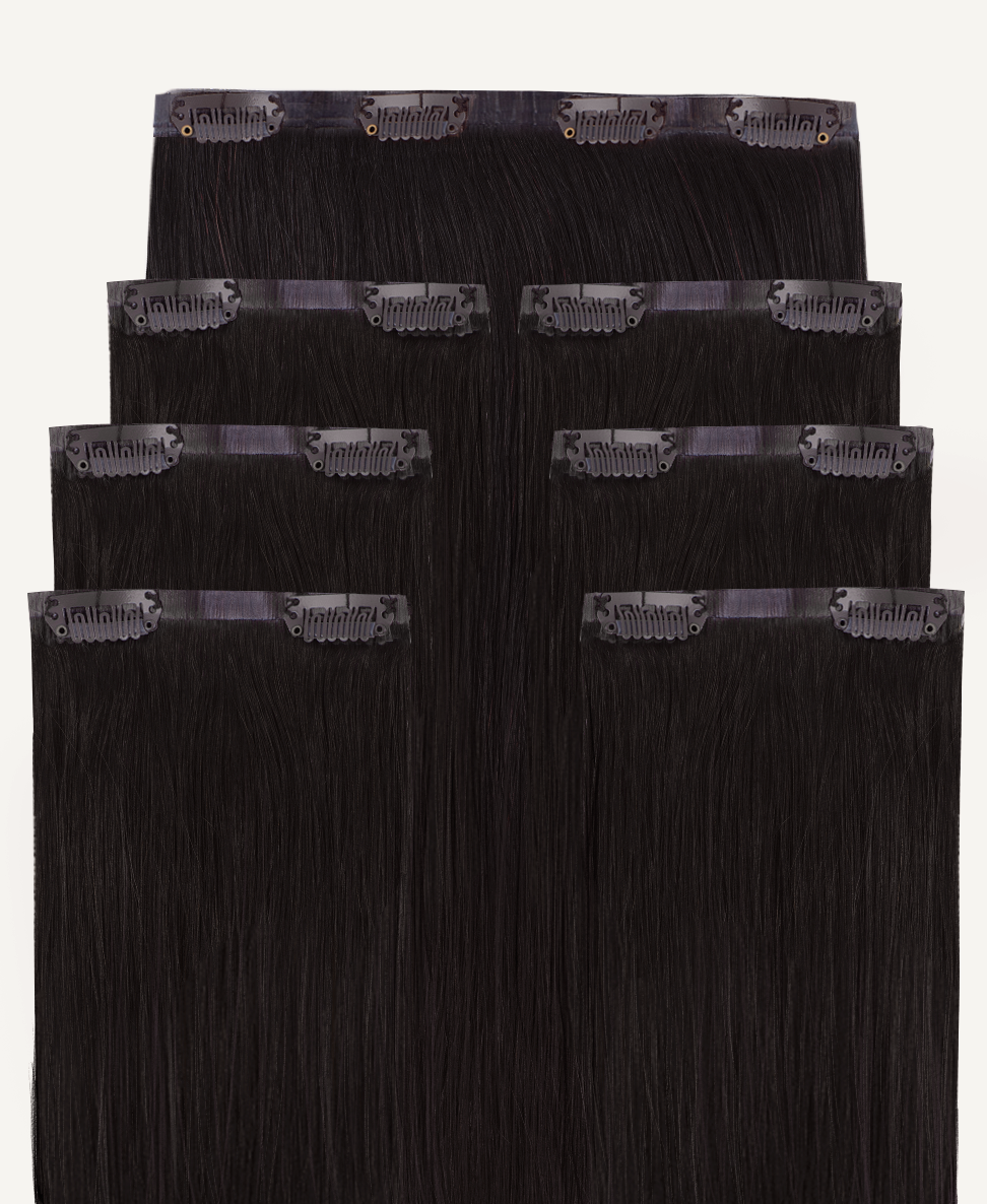 invisible clip-in hair extensions dark brown.