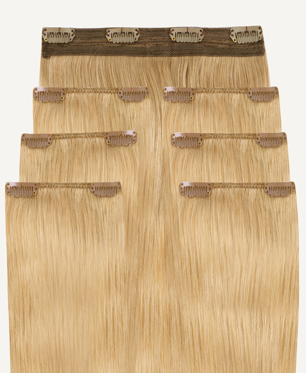 clip-in hair extensions honey blonde.
