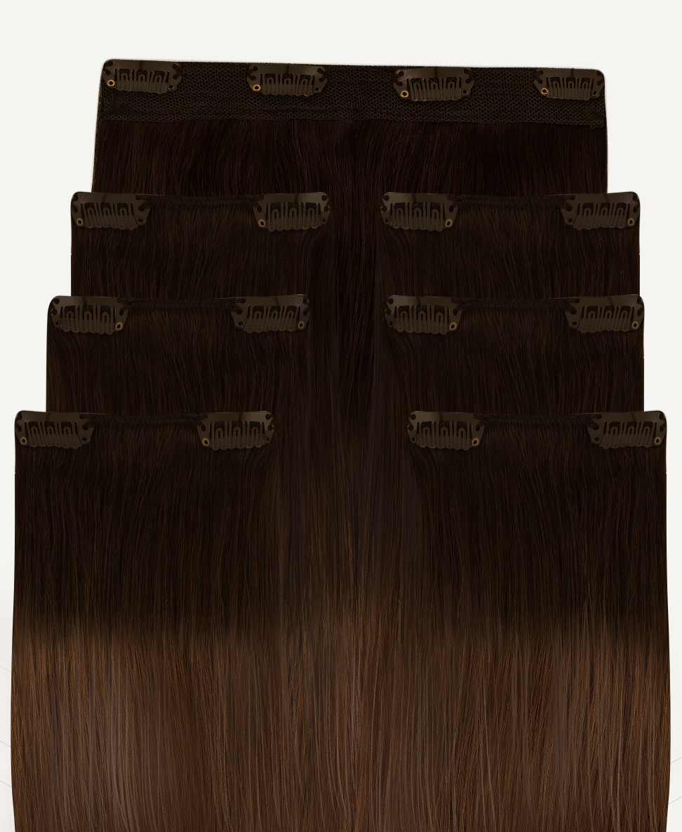 clip-in hair extensions brown melt.