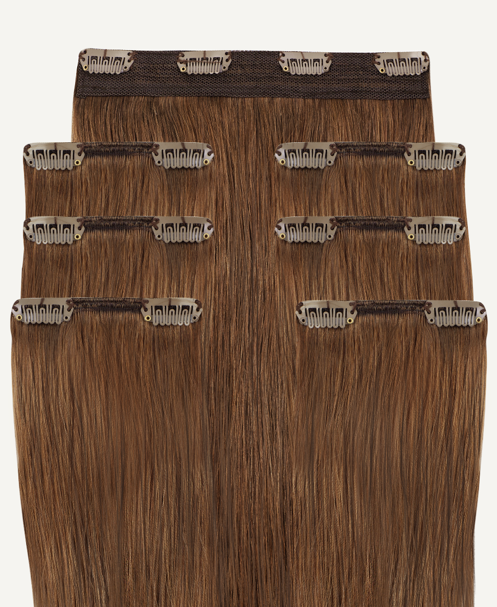 invisible clip-in hair extensions light brown.