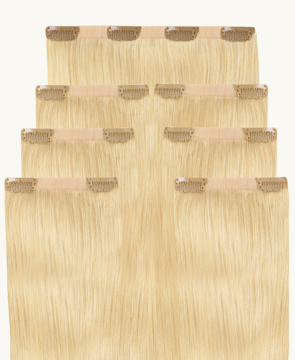 invisible clip-in hair extensions light blonde.