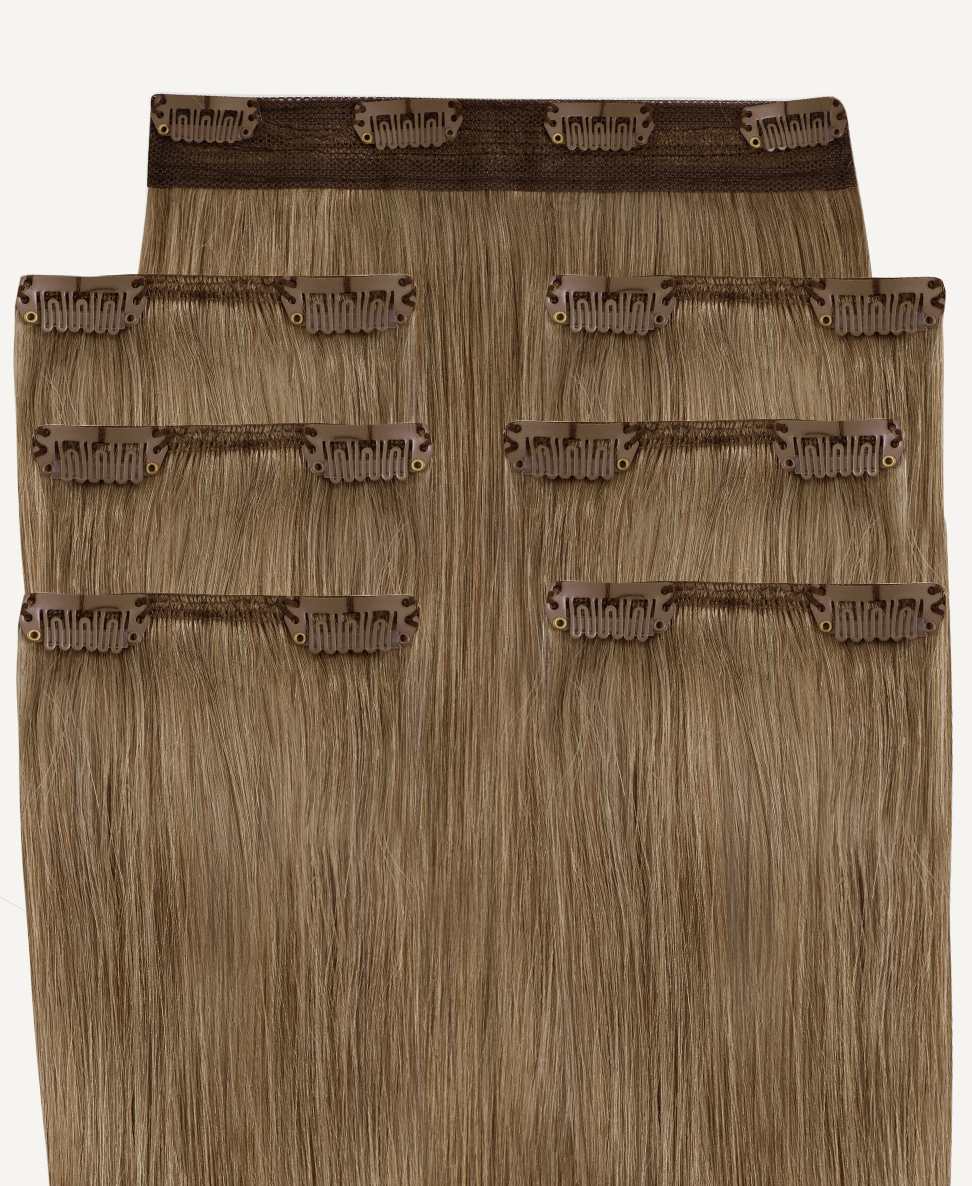 clip-in hair extensions dark blonde.