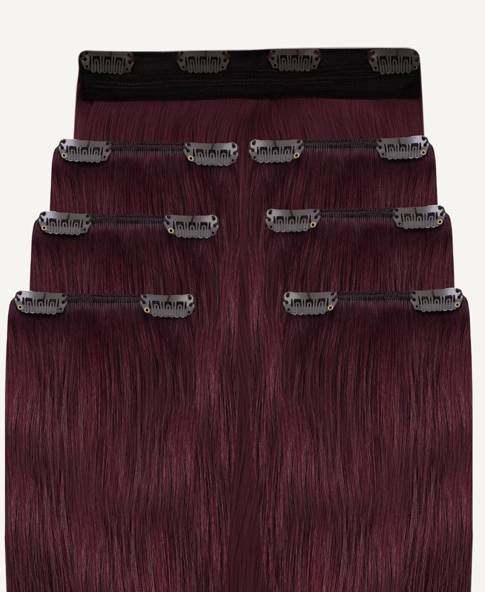 clip-in hair extensions cherry red.