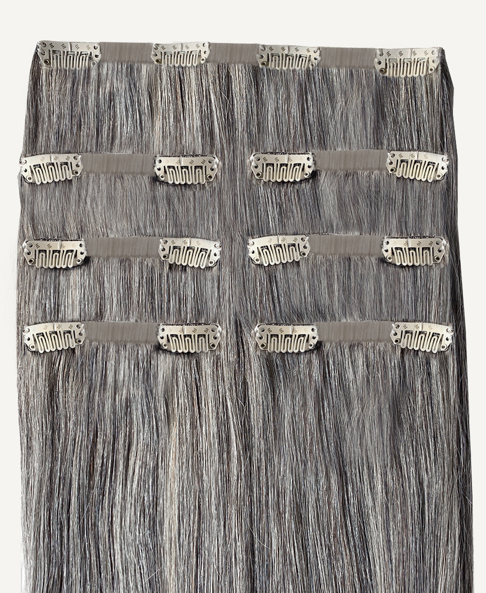 invisible clip-in hair extensions salt & pepper.