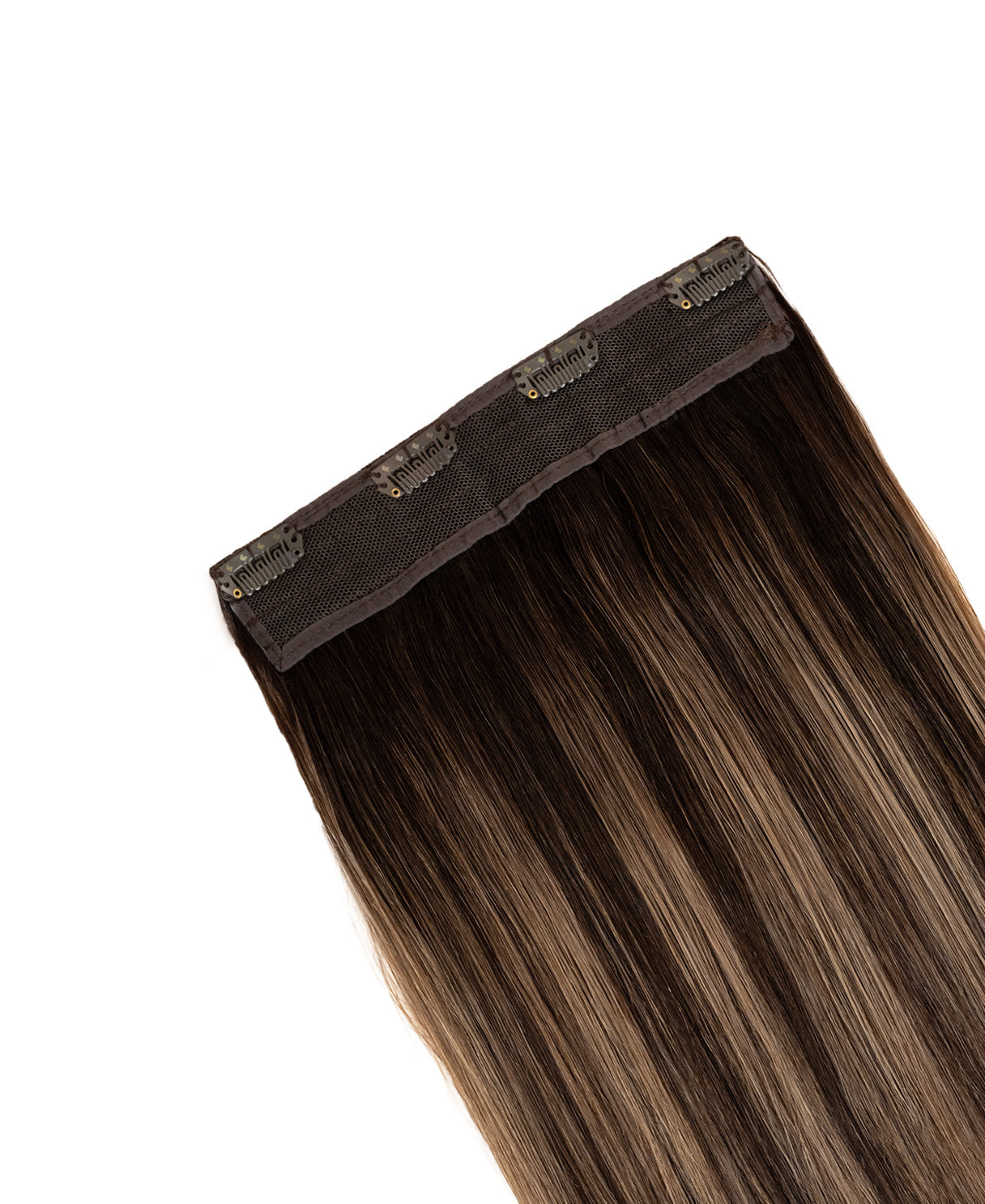 clip-in volumizer ash brown balayage.