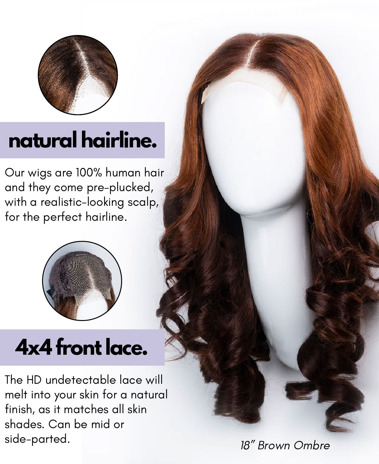 lace front human wig - 16" 3a curly natural black.