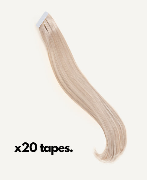 tape-in hair extensions icy blonde.