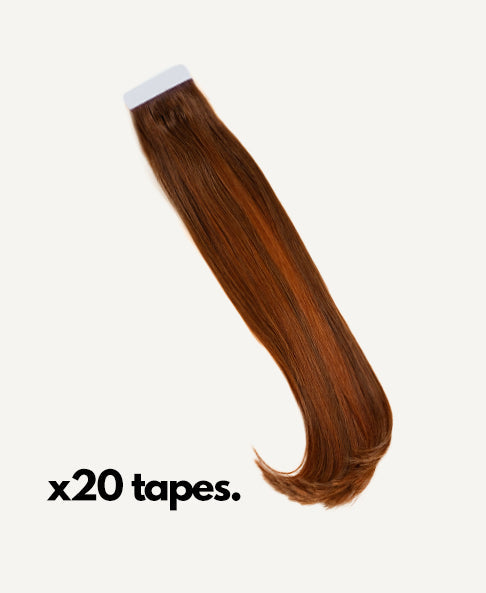 tape-in extensions chestnut balayage.