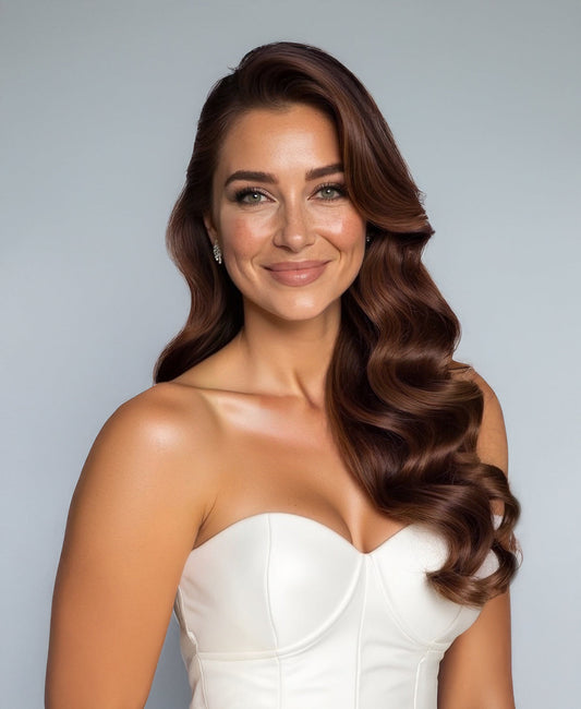 tape-in hair extensions medium brown.