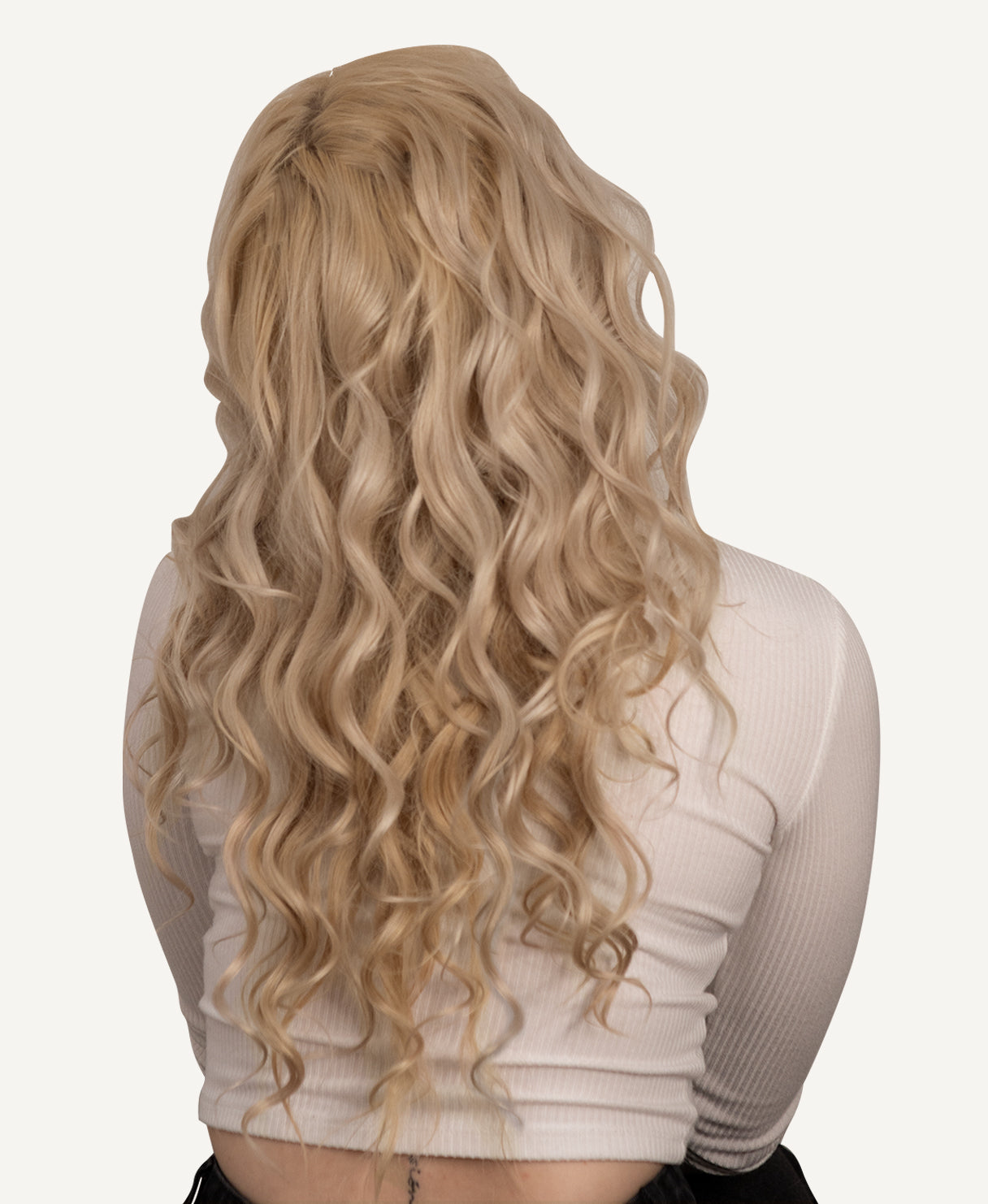 curly tape-in hair extensions honey blonde.