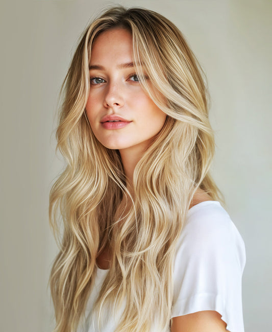 tape-in hair extensions dirty blonde.