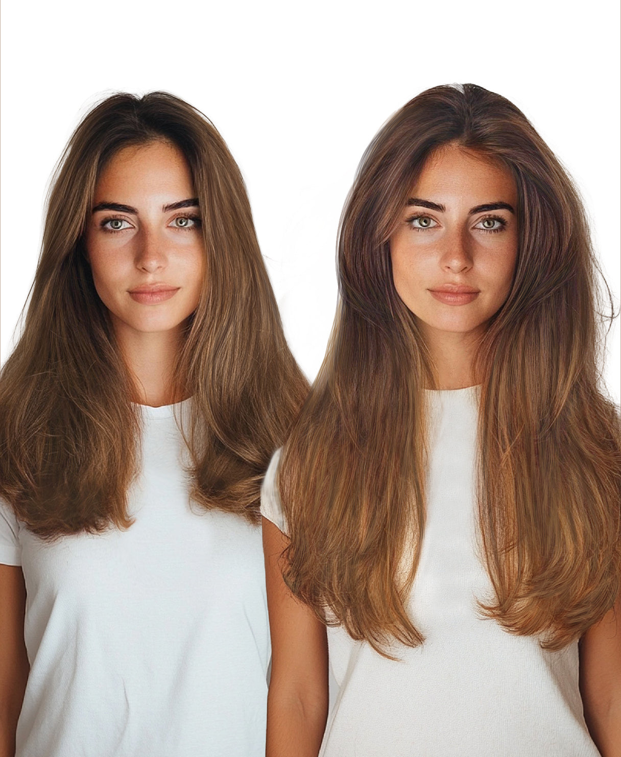 tape-in hair extensions caramel balayage.