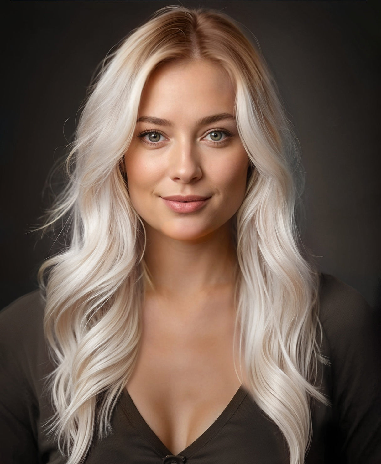 tape-in hair extensions shadow root white blonde.