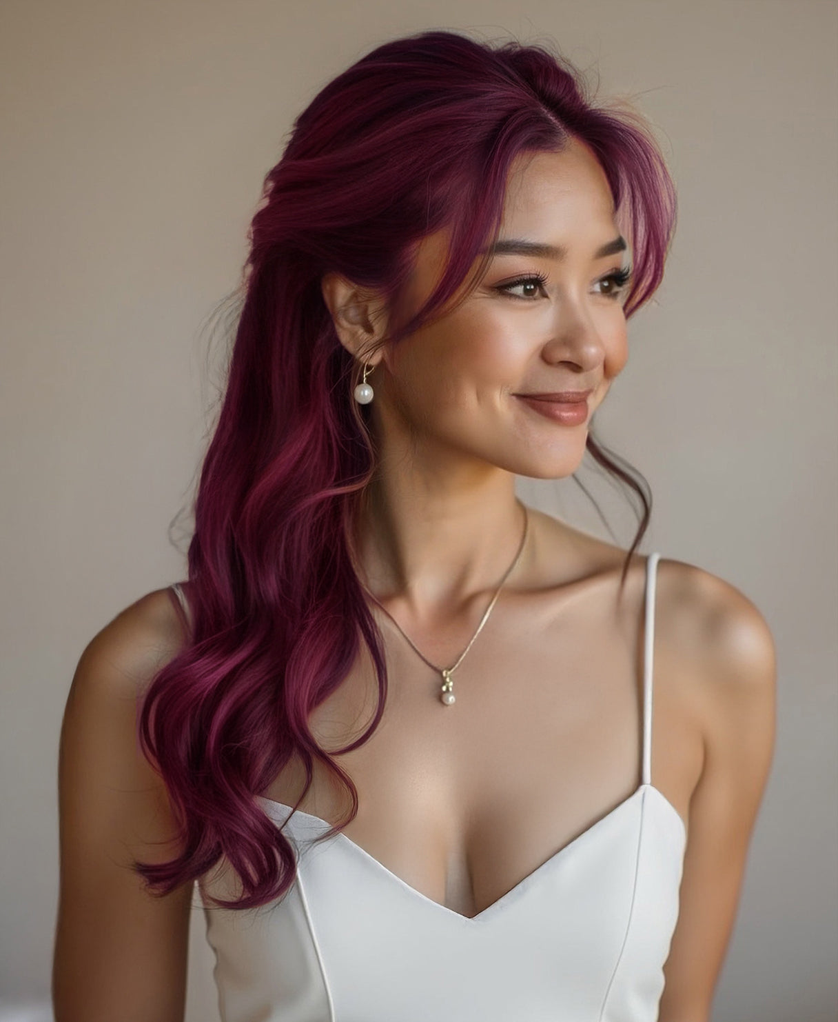 tape-in hair extensions cherry red.