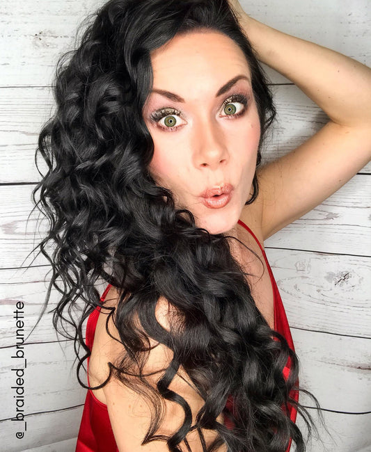 curly tape-in hair extensions natural black.