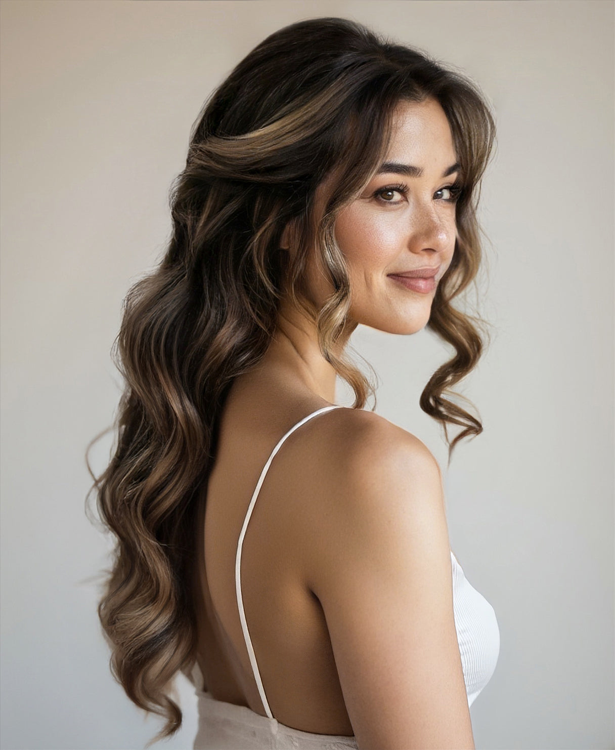 tape-in hair extensions dark highlights.