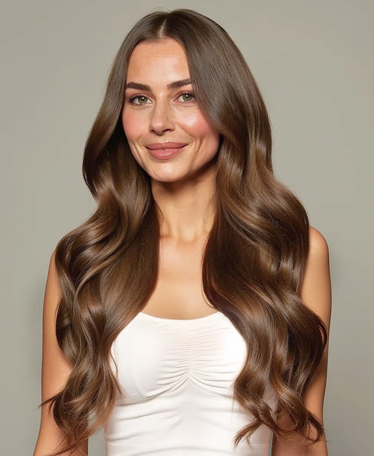 tape-in hair extensions light brown.