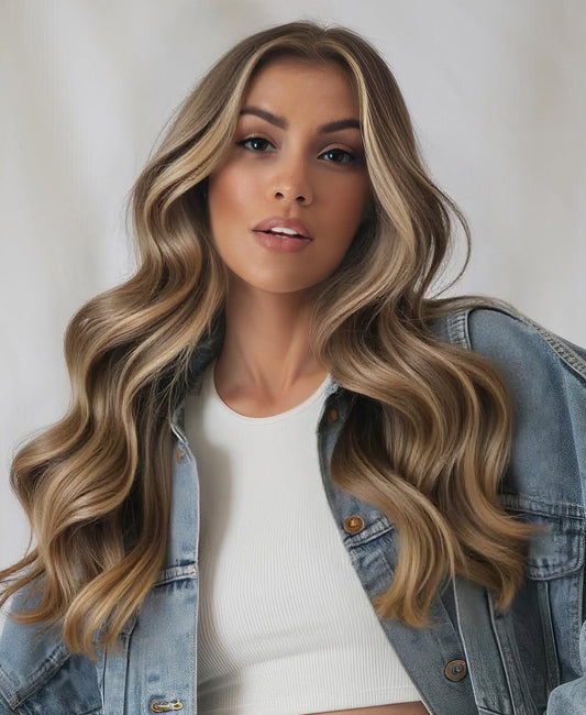 tape-in hair extensions teddy blonde.