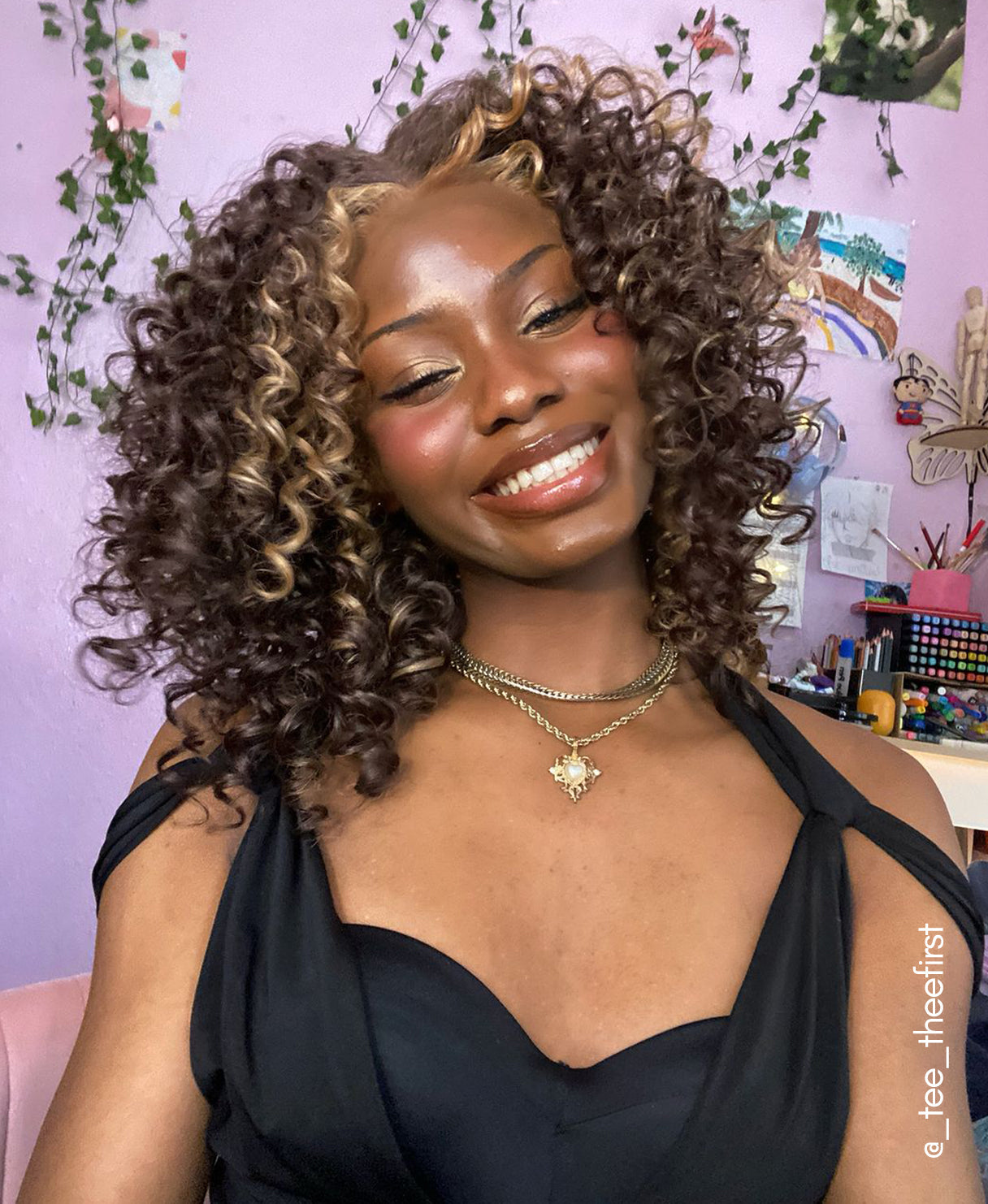 vegan fiber curly balayage - wig 16".