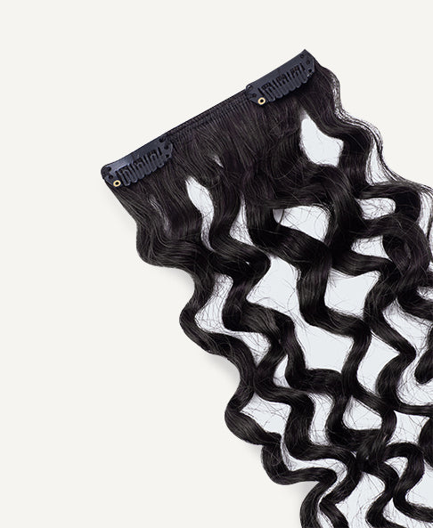 curly clip-in extensions starter set (#1b).