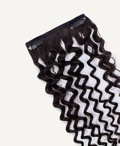 curly (3C curls) clip-in extensions #1b natural black.