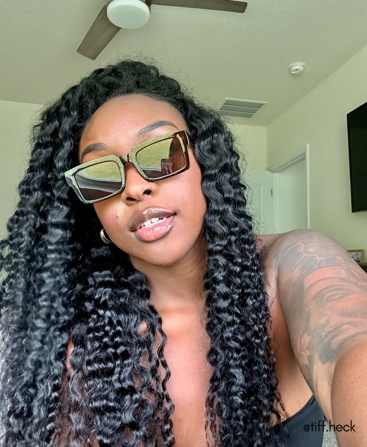 curly (3A curls) clip-in extensions jet black.