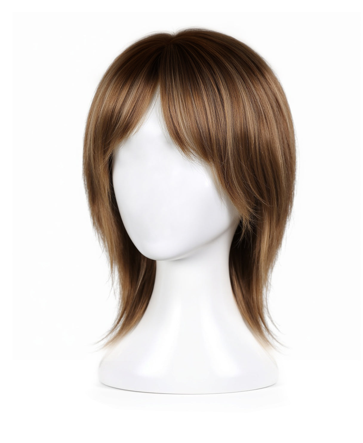 hair topper with bangs 12" brown balayage.