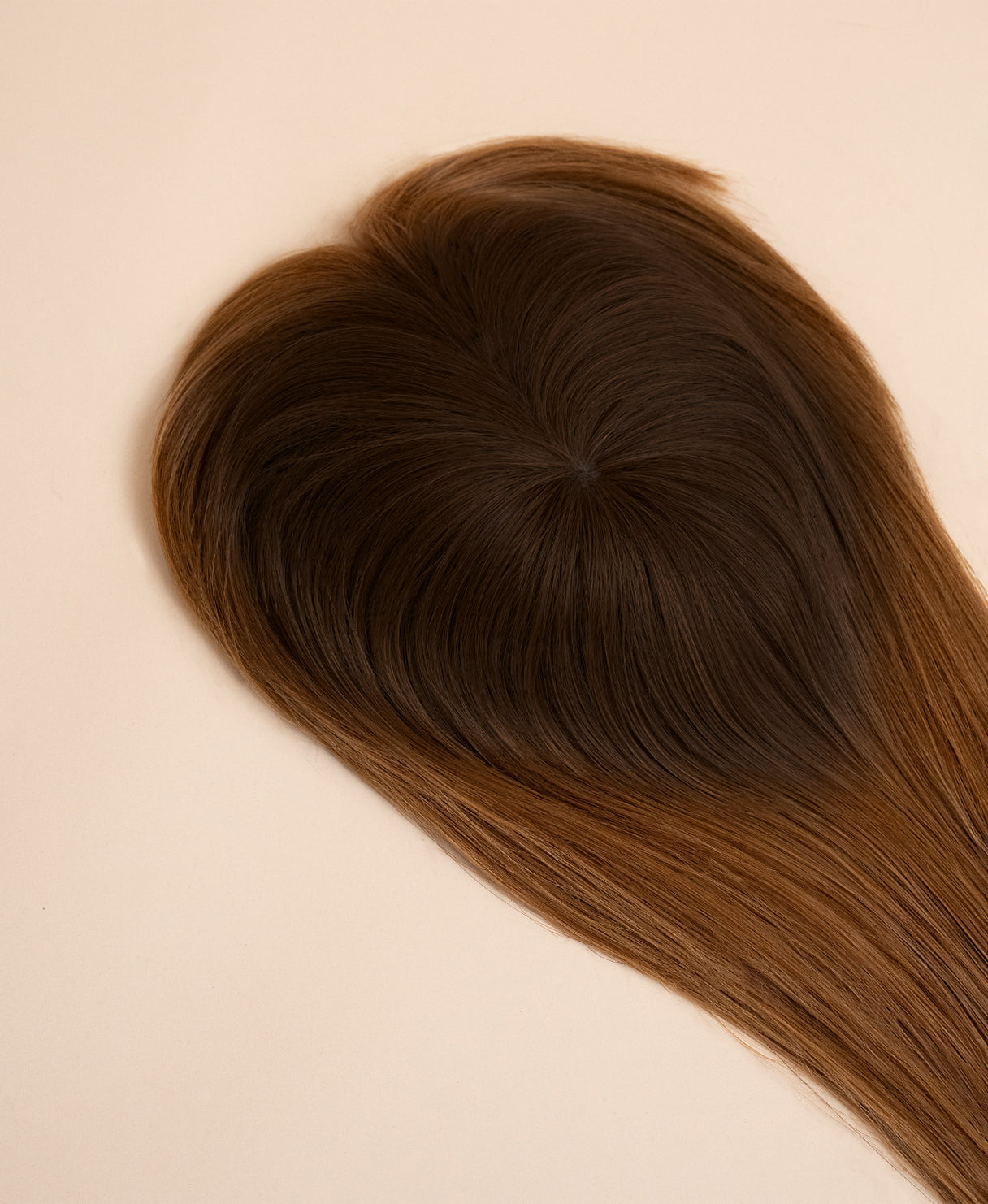 hair topper with bangs 12" rooted brown.