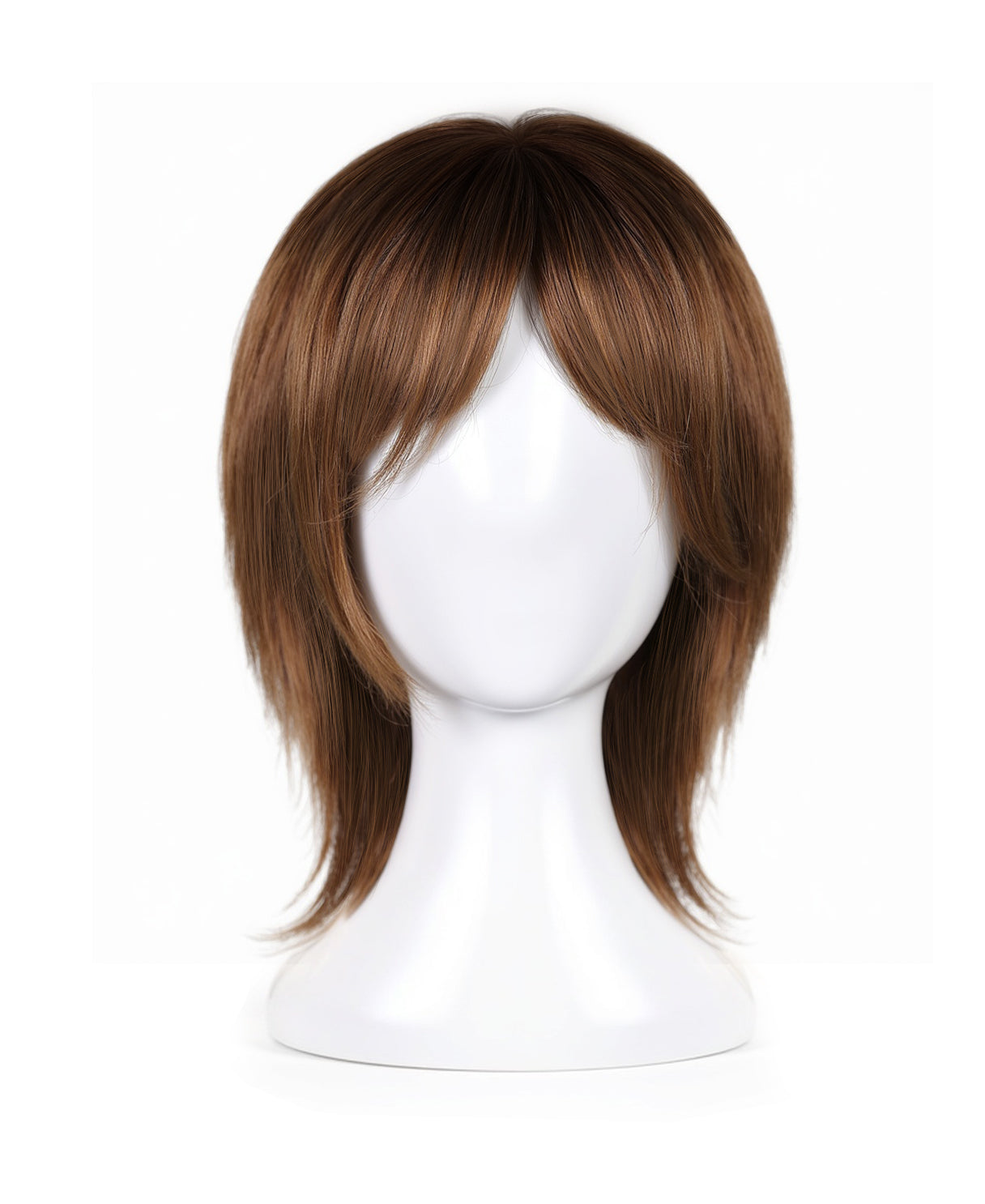 hair topper with bangs 12" rooted brown.
