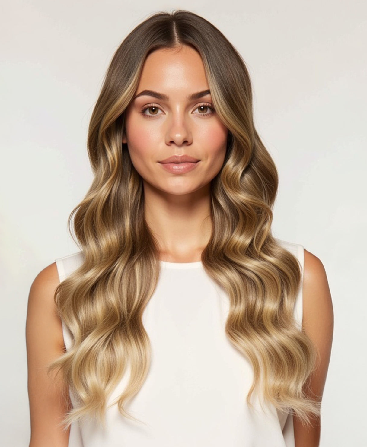clip-in volumizer teddy blonde balayage.