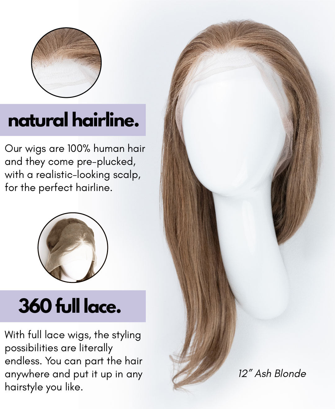 full lace human wig - 16" chocolate brown.