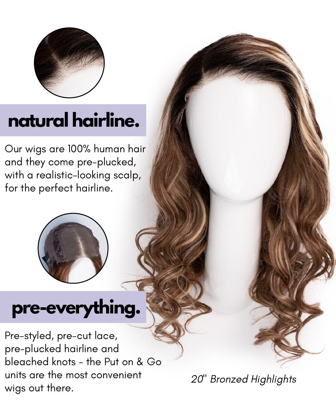 put on & go pre-cut lace curly human wig - 16" natural black.